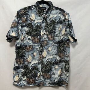 BLACK BROWN 1826 FLORAL‎ VACATION SHIRT SIZE L